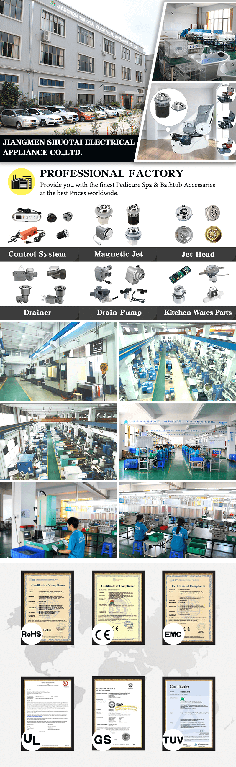 Top pedicure spa parts supplier shuotai